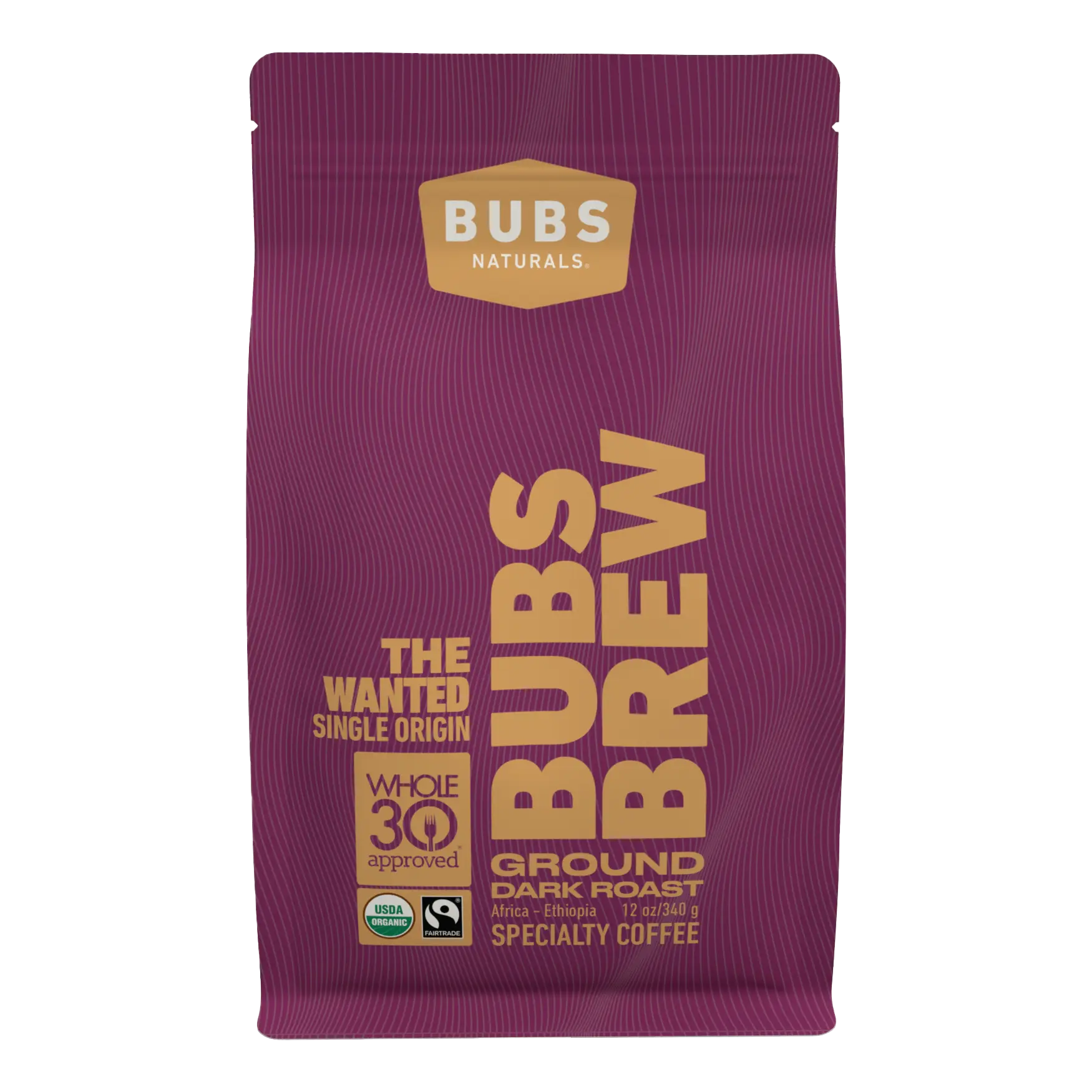 BUBS Brew Wanted Specialty Coffee, Dark Roast Ground, Front