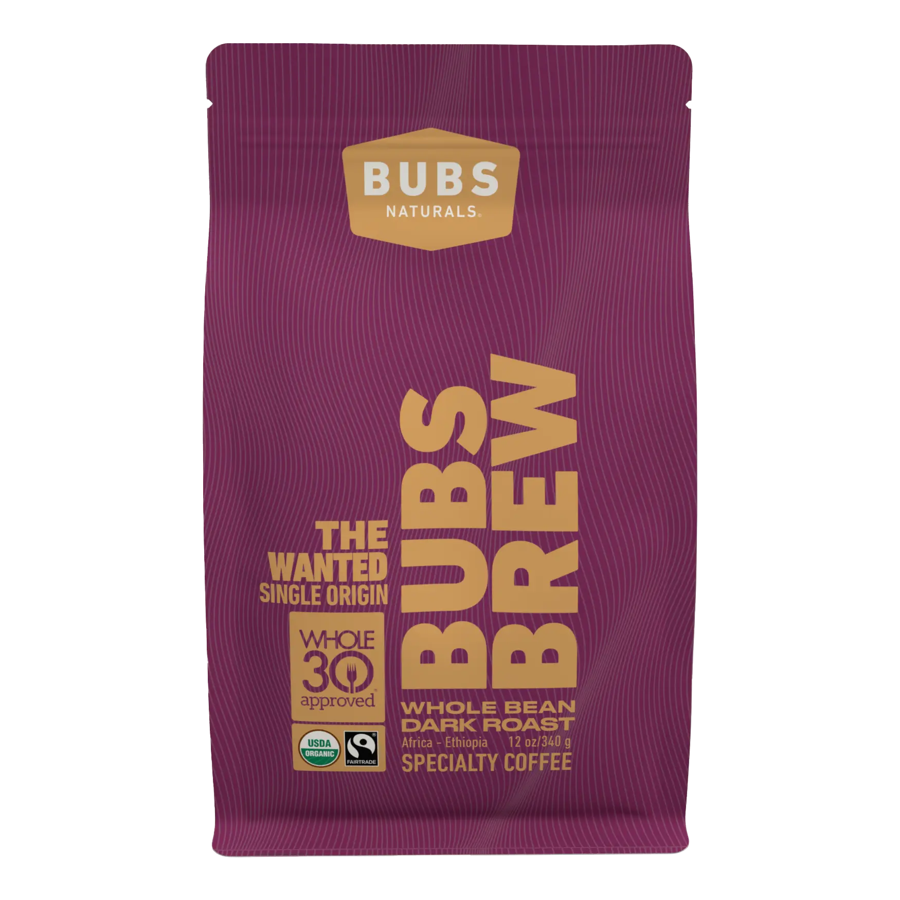BUBS Brew Wanted Specialty Coffee, Dark Roast Whole Bean, Front