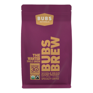 BUBS Brew Wanted Specialty Coffee, Dark Roast Whole Bean, Front